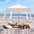 AMMSUN Beach Cabana with Fringe, 7' x 7' Boho Beach Canopy with Tassels, Easy Set up & Premium Wood Pole, Cabana Tent with Sand Pockets, Instant Sun Shade for Sand, Garden, Patio, Elegant White - color: Elegant White