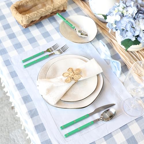 ANNOVA Silverware Set, Retro/Rivet Colorful Stainless Steel Tableware Kitchen Flatware Set Utensils, Includes Dinner Knives, Forks, Spoons, Salad Forks & Dessert Spoons (Green, 10 Pieces) - color: Green