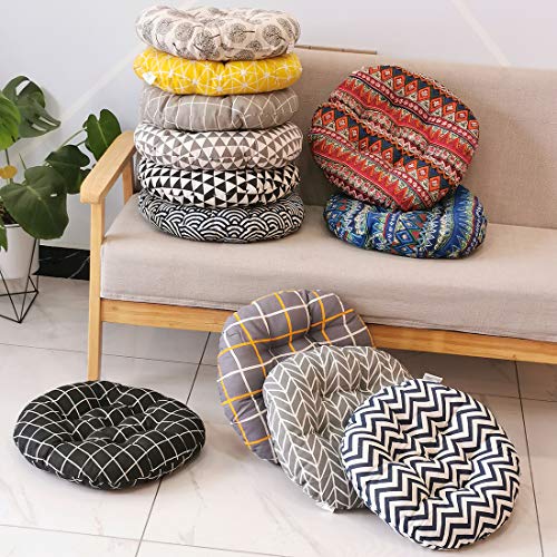 vctops Bohemian Soft Round Chair Pad Garden Patio Home Kitchen Office Seat Cushion Grid Balck Diameter 16" - color: Grid Balck, style: Diameter 16 Inch