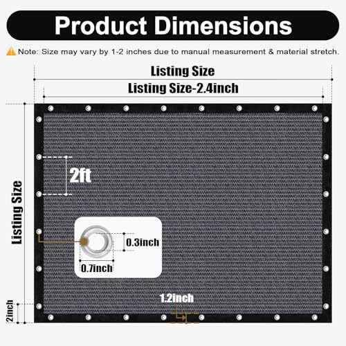 Artpuch 90% Sun Shade Cloth, 3 x 6 FT Pergola Shade Cover Canopy with Grommets, Sun Screen Fabric Tarp for Patio, Outdoor, Garden, Backyard, Dark Grey - color: Dark Grey, size: 0 3' X 0 6'