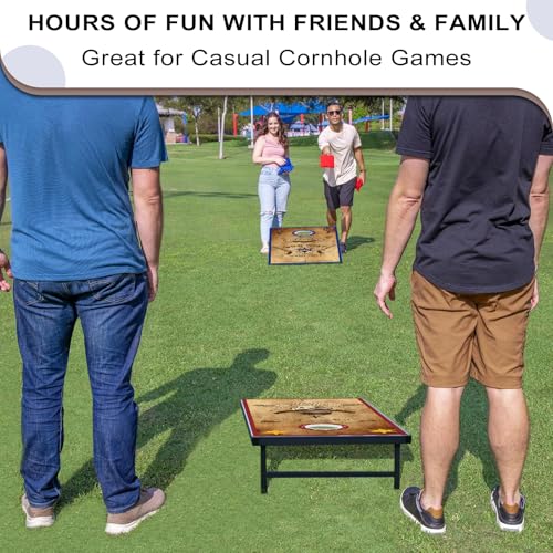 LED Cornhole Set, 3 x 2ft / 4 x2 ft Cornhole Board Game Set, Corn Hole Outdoor Game, Multi-Design with Light-Up Border, 8 Bean Bags, Carrying Case for Backyard, Beach, Lawn - color: Western Theme, size: 3'x2'