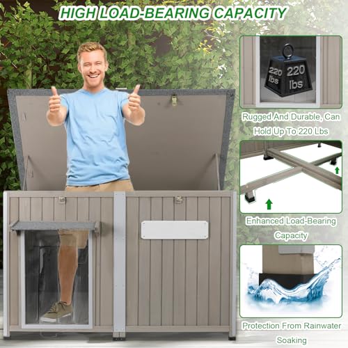 Gowoodhut Big Dog House Outdoor Dog Houses for Large Dogs Outside with Adjustable Vent Window, Removable Floor, Easy Assembly for Medium to Large Dogs(55" L x 29" W x 35" H) - size: 55" L x 33" W x 35" H