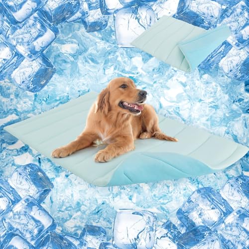 SCENEREAL Dog Cooling Mat for Crate, Thicken Self-Cooling Dog Pad Reversible (Cool & Warm), 59"x40" Pet Cool Bed for M Large XL Dogs,Kennel Sofa Mats Machine Washable, Durable Non-Toxic Gel, Outdoor - color: Ocean Blue, size: X-Large(59" L x 40" W x 1.0"