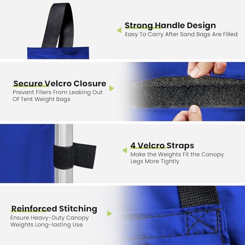 Eurmax USA 125LBS 4-Pack Universal Canopy Weights, Secure Wind Protection to Prevent Tipping, Easy Wrap-Around Installation Heavy Duty Sandbags (Without Sand), Fits All Instant Shelter Legs,Blue - color: Blue, size: Single Pocket