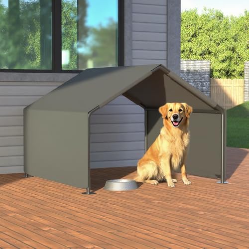 4×4×3 ft Dog Shade Shelter Pet Tent Outdoor, Portable Pet Tent, Outside Dog Sun Rain Canopy Pet House Animal Shelter, for Small to Large Dogs, Cats (Grey) - color: Gray