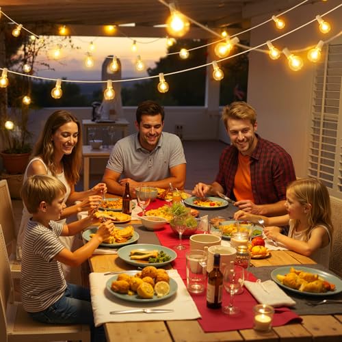 Mlambert 25FT Solar Powered String Lights Outdoor, Waterproof Solar Patio Light String with 10+1 Shatterproof LED G40 Bulbs for Backyard Garden-White - color: White