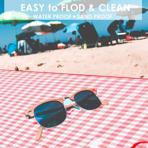 GIVERARE Picnic Beach Blanket Extra Large, XL Sandproof Waterproof Outdoor Camping Blankets 80x60in, Sand Free Oversized Mat, Quick Drying Portable Mats for Travel, Hiking, Music Festival, Lawn-Red - color: Red