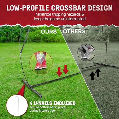 Yes4All Freestanding Volleyball Net with 5 Adjustable Heights, 12ft Portable Volleyball Net for Backyard & Beach, Special Low Middle Bar for Volleyball Outdoor Net to Reduce Tripping