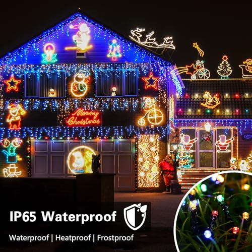 Toodour Solar Christmas Lights Outdoor, 2 Packs Total 144ft 400 LED Solar String Lights with 8 Mode, Outdoor Christmas String Light for Garden, Patio, Fence, Balcony, Xmas Tree Decor - Multicolor - color: Multicolor, size: 144ft