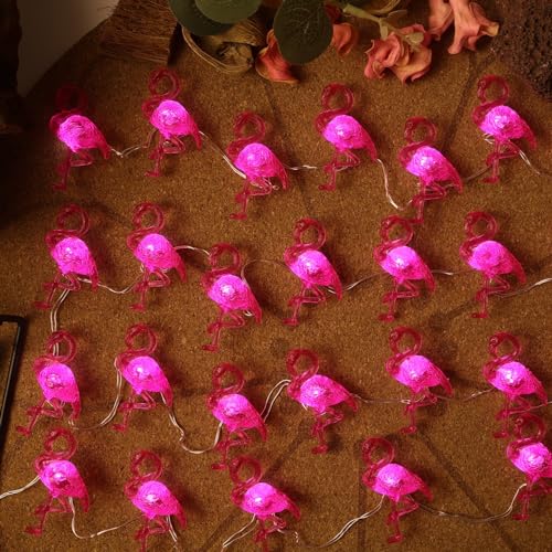 Outdoor Solar Lights for Outside Pink Flamingo Garden Decor 14ft 40LED Solar Power Fairy Lights Waterproof Summer Beach Yard Solar Landscape String Lights 14ft 40LED Patio Fence Backyard Bird Decor - style: Flamingo