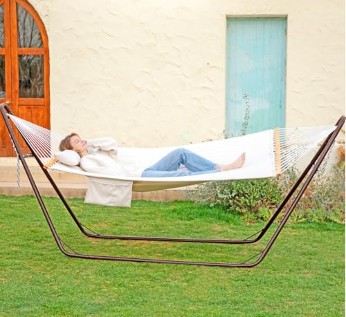 gafete Universal 2 Person Hammock Stand Only, 600 lbs Capacity, Fits 9 to 14ft Hammocks, Adjustable Double Heavy Duty Powder-Coated Steel Stand for Outside, Multi-Use (Coffee) - color: Coffee