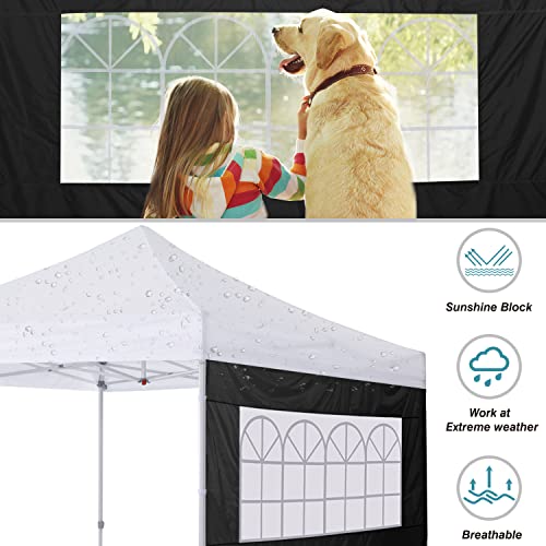 COOSHADE Instant Canopy SunWall 10x10 Canopy SideWall for Pop up Canopy Tent, 1 Pack Sidewall with Church Window Only, Black - color: Black, size: 10x10-Church Window