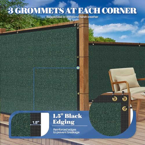 ECOOPTS 6'x25' Privacy Fence Screen Windscreen with Copper Grommets, Fit for Commercial Fence and Residential Garden Outdoor 90% UV Blockage, Cable Zip Ties Included (Green) - color: Green, size: 6'x25'