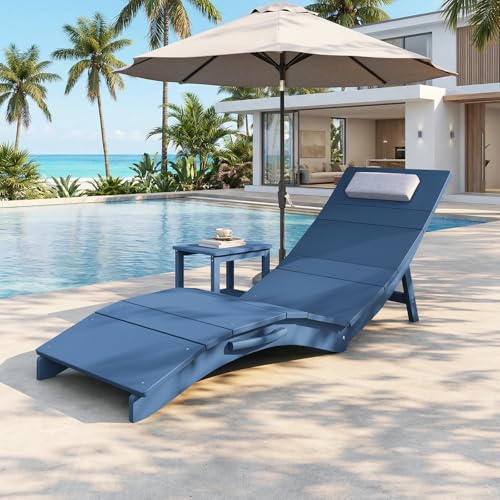 Stoog Folding Pool Lounge Chair, HIPS Outdoor Anti-Floating Recliner with Headrest, Pool Chairs for Hotel, Beach & Sun Decks, Blue - color: Blue