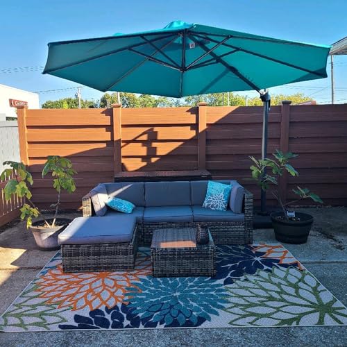 PURPLE LEAF 10 Feet Patio Umbrella Outdoor Cantilever Round Umbrella Aluminum Offset Umbrella with 360-degree Rotation for Garden Deck Pool Patio, Turquoise Blue - color: Turquoise Blue, size: 10 Feet, style: Standard