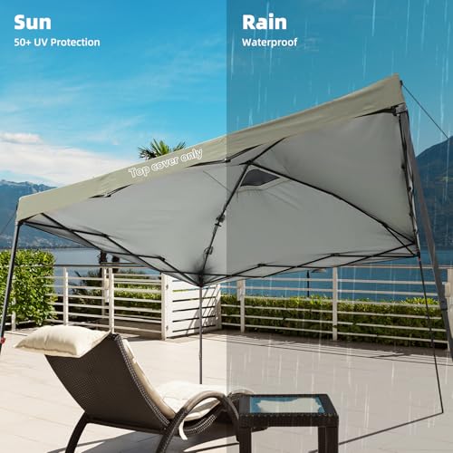 10x10 Canopy Replacement Top Cover with Air Vent, 210D Silver Coated Waterproof Polyester, Pop Up Tent Cover for Straight Leg Canopy Frame, Canopy Top Only - color: Beige