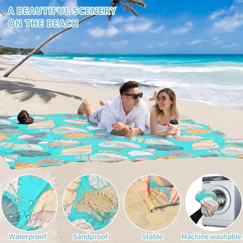 Beach Blanket 78''×81'' Suits 1-5 Adults Waterproof Sandproof Lightweight Oversized Large Picnic Mat Blanket for Beach Travel Camping Picnic Hiking - color: Conch, size: 6'9" x 6'6"