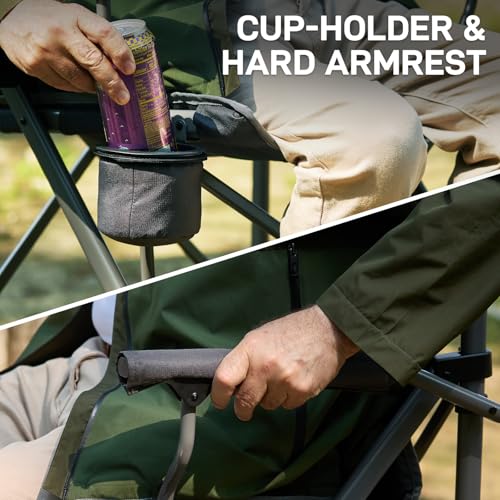 EVER ADVANCED Tall Camping Folding Chair 31", Portable Directors Chair, Bar Height Camping Chair with Carry Bag and Footrest, Armrest, Heavy Duty Supports 300 Lbs Grey - color: Grey, style: Fabric