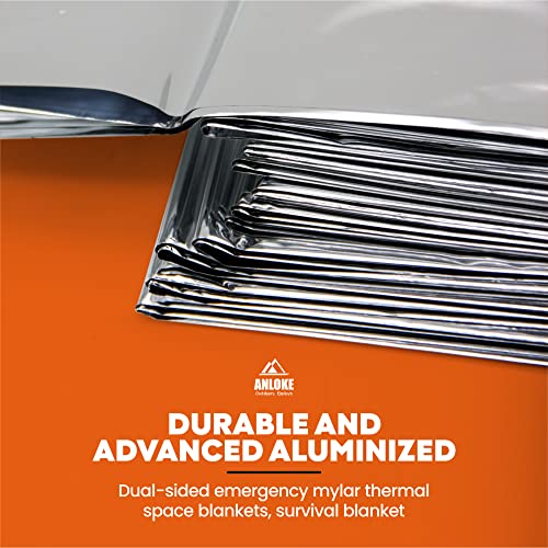 ANLOKE Emergency Blankets Mylar Thermal Blanket,(10 Pack) of Gigantic Space Blanket 84 * 64 in. Survival Blankets Heavy Duty Camping Gear,First Aid - color: Silver-10 Pack