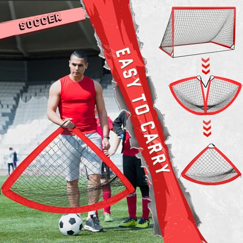 KTRIO 6x4 ft Soccer Goal for Backyard, Portable Soccer Net, Large Foldable Soccer Goals with Carry Bag for Kids Youth Teens Sports - style: Basic