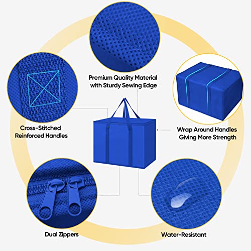 BALEINE 2Pk Insulated Reusable Grocery Bags, Collapsible Cooler Bag for Groceries, Heavy Duty Large Insulated Bag (16''x9''x13'', Midnight Blue) - color: Midnight Blue