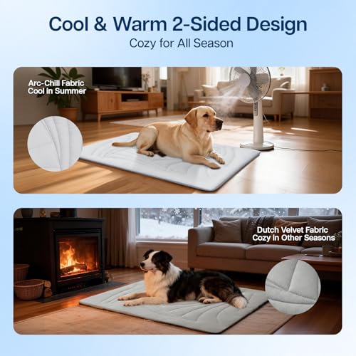 Dog Cooling Mat, 48"x28" Cooling Mat for Large Dogs, Arc-Chill Cold Fabric Delivers Rapid and Lasting Cool (Q-Max>0.5), Portable & Washable Pet Pad for Summer - color: Grey, size: X-Large