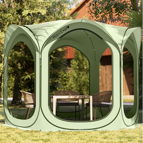 Pop-Up Screen Tent 10x10 FT, Outdoor Screen House with Mesh Walls – Instant Tent Shelter for Camping, Patio, Beach, Sports – Rainproof, Windproof, Sunshade - Green - color: Green, size: 10x10 FT