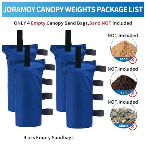 Joramoy Heavy Duty Canopy Weight Bags(120LBS) for Pop up Tent, Leg Canopy Weights Sand Bags for Instant Outdoor Sun Shelter Patio Umbrella,Set of 4, Blue(Without Sand) - color: Blue, size: 120lbs