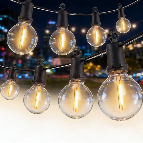 100FT LED Outdoor String Lights, 52 G40 Bulbs Shatterproof Patio Lights, IP44 Waterproof Hanging Patio Lights, Connectable Warm White Outdoor Lights for Outside Backyard Balcony Porch Home Decor - color: Black, size: 100ft