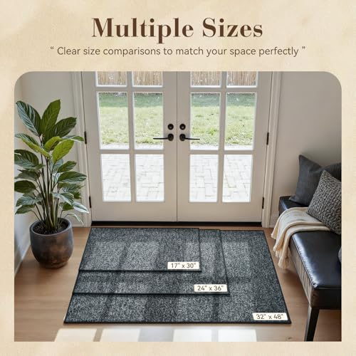 MontVoo Door Mat Indoor Entrance Doormat, Absorbent Durable Rubber Non Slip Front Door Mat for Inside Entry Entryway Dirt Trapper Welcome Mat, Darkgrey 24''x36'' - color: Darkgrey, size: 24''x36''