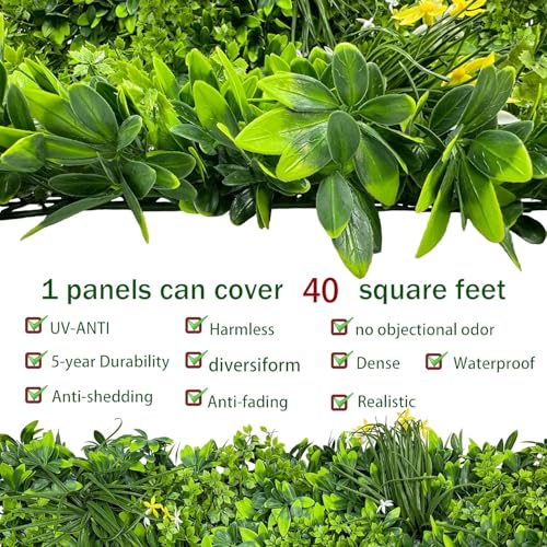ODTORY Artificial Plant Wall Roll: 48 X120 in (40 sqft) UV-Anti Ivy Privacy Fence Screen Faux Greenery Panels Backdrop Boxwood Ivy Vine Leaf Hedge Fence for Indoor Outdoor Green Decor - size: 4 ft x 10 ft- Boxwood