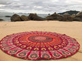 raajsee Mandala Round Beach Tapestry Hippie Mandala/Boho Decor Beach Blanket/Indian Cotton Throw Bohemian Round Table Cloth Mandala/Yoga Mat Meditation Picnic Rugs (RED) - color: RED
