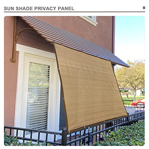 Sun Shade Privacy Panel with Grommets on 4 Sides for Patio, Awning, Window Cover, Pergola or Gazebo (Walnut, 8' x 8') - color: Walnut, size: 8' x 8'