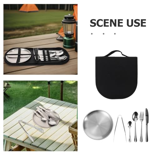 11pcs Stainless Steel Camping Silverware Set with Compact Carry Bag, Portable Reusable Utensils Kit for Outdoor Dining, Picnic, Backpacking, and Travel