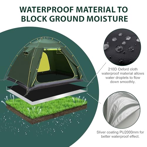 KRUI Tent Footprint, PU 2000 Waterproof Camping Tarp, Durable Tent Floor Saver for Hiking, Backpacking, Hammock, Beach and Picnic - size: 2 Person - 86“ x 59”