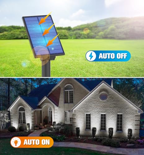 APONUO Metal Solar Spot Lights Outdoor with 9.8ft Cable Solar Powered Landscape Lighting Low Voltage IP65 Waterproof Auto On/Off for Outside Garden Yard Landscape Pathway Garage-Cool White(1-in-1) - color: Cool White, size: 1-IN-1