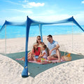 Beach Tent - 10 x 10 FT Beach Canopy, Outdoor Shade Canopy for Camping, Portable Beach Tent Sun Shelter UPF50 with 4 Stability Poles, Sandbags, Anti-Wind Ropes and Ground Pegs, Blue - style: 10*10 FT 4 Pole-Blue
