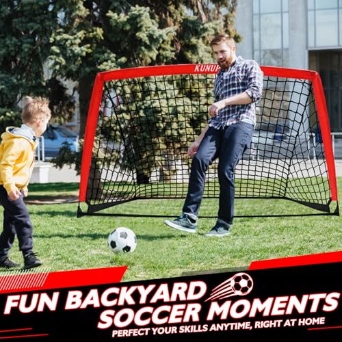 2 of 5×3 6x4 9x5 FT Portable Kids Soccer Goals Set, Foldable Soccer Practice Nets for Backyard with Carrying Bag for Toddler Youth Pop Up Soccer Training Equipment Indoor Outdoor Sports Game Gift - color: Red, style: 5x3FT