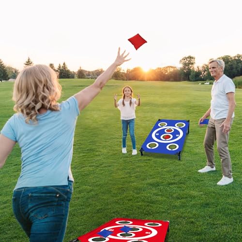 NZQXJXZ Cornhole Board Set with 8 Bean Bags 3x2 Ft Corn Hole Games Portable Cornhole Set for Indoor and Outdoor Ideal for Kids, Adults, Camping,Travel,Beach, Yard
