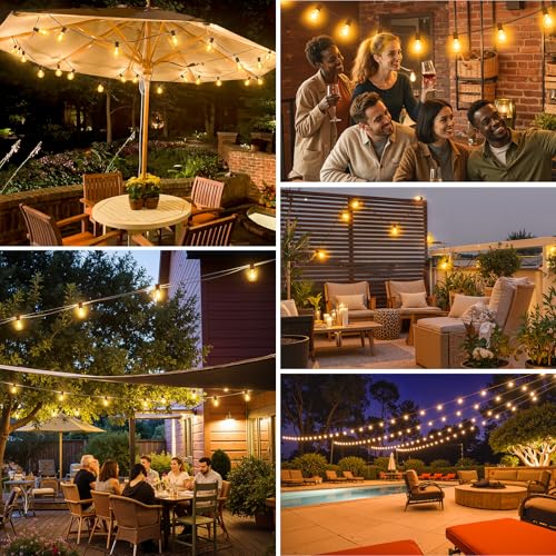 Mlambert 25FT Solar Powered String Lights Outdoor, Waterproof Solar Patio Light String with 10+1 Shatterproof LED G40 Bulbs for Backyard Garden-Brown - color: Brown