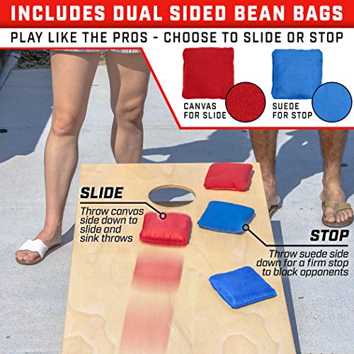 GoSports Tournament Edition Regulation Cornhole Game Set - 4 ft x 2 ft Wood Boards with 8 Dual Sided (Slide and Stop) Bean Bags - style: Classic Tournament Edition