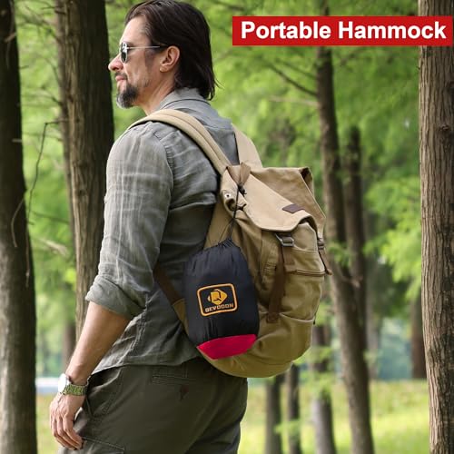 Camping Hammock with Net,Portable Lightweight Double Hammocks with Tree Straps and Solid D-Shape Carabiners,Parachute Nylon Hammock for Backpacking Beach Backyard Patio Hiking Black&Red - color: Black & Red, size: X-Large