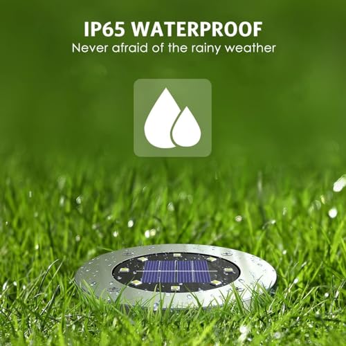 OULONGER Solar Lights Outdoor Waterproof, 12 Pack Solar Ground Lights with Large Capacity Battery, High Efficiency Solar Powered Lights for Outdoor Garden, Patio, Pathway and Yard (Warm Light) - color: Warm light, size: 12pack