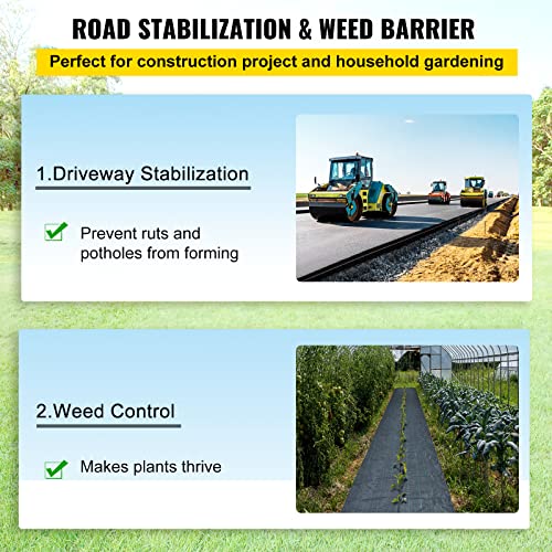VEVOR Driveway Fabric, 12.5x30ft-3.5oz Woven Landscape Fabric, Weed Fabric Barrier Heavy Duty, Garden Fabric Weed Barrier, Weed Control Fabric, Geotextile Fabric, Weed Block Gardening Mat, Landscaping - size: 12.5FT*30FT-3.5OZ, style: Woven