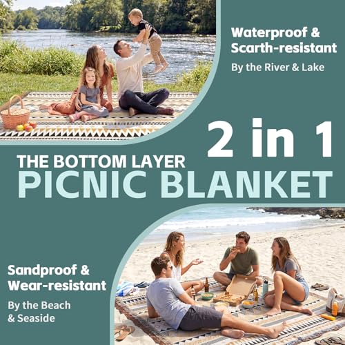 2 in 1 Extra Large Boho Beach Blanket Towel Giant Woven Outdoor Picnic Mat Camping Gear Cruise Essential 2025 Summer Vacation Must Have Airplane Travel Accessories Costa Rica Bahamas Hawaii Trip Stuff - color: Boho Brown