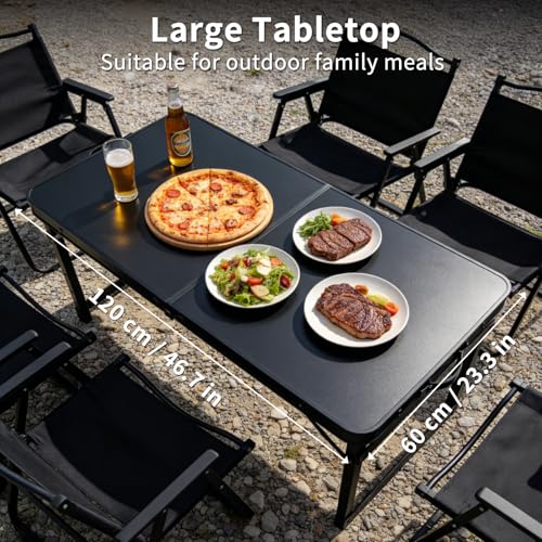4FT x 2FT Folding Camping Table with Aluminum Alloy Legs, Adjustable Height Portable Outdoor Picnic Table for Camping, Travel, Parties, Kids Crafts, and Market Vendor Use - size: 4 ft x 2 ft × 2.3 ft H