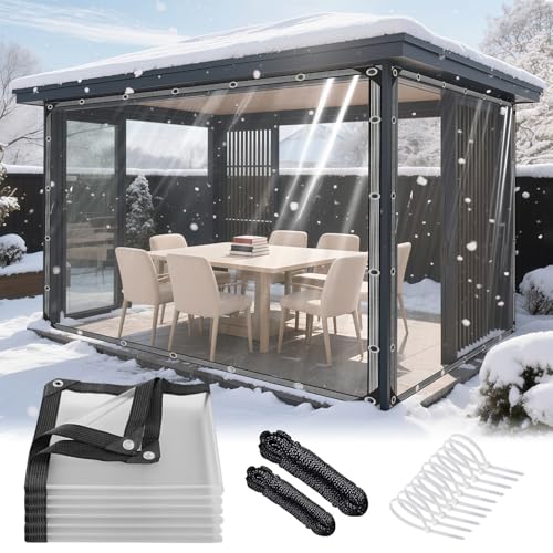 Premium Clear Vinyl Tarp 6x6 ft Tearproof Heavy Duty Clear Tarp with Rustproof Grommets Windproof Design(14 Mil) Reinforced Edges for Patio Outdoor Porch Greenhouse Chicken Coop Garden - size: clear tarp 6x6ft
