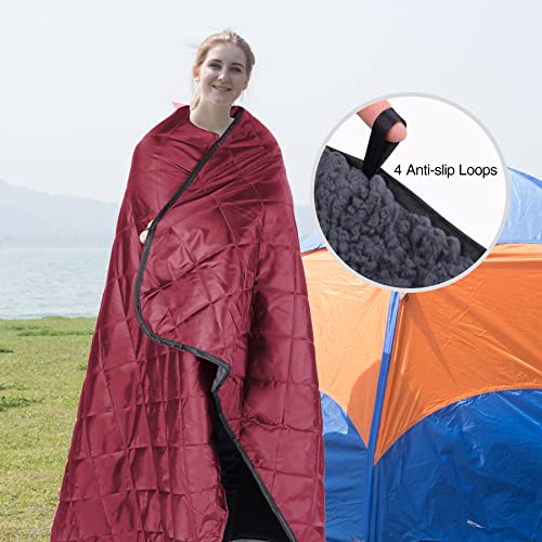 REDCAMP Large Warm Blanket with Sherpa Lining, Cold Weather Outdoor Blanket Windproof for Camping Stadium, Machine Washable 79"x 79" Red - color: 79"x 79" Red