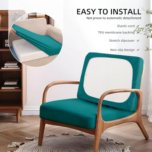 8Pcs Outdoor Cushion Covers, Patio Cushion Covers,Stretch Elastic Slipcovers, Replacement Washable & Reusable Furniture Protector for Patio Couch (Peacock Blue,Cover Only) - color: Peacock Blue, size: 8Pcs-Solid color