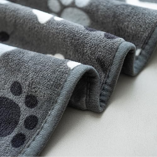 Dog Blanket Paw Bone Pattern 1 Pack 2 Super Soft Warm Flannel Sofa Cover Car Bed Protector, Urine Proof Washable Outdoor Pet Blanket for Puppy Large Dogs & Cats,60"*50" Grey - color: Grey|paw Bone, size: 60*50 inch (Pack of 2)